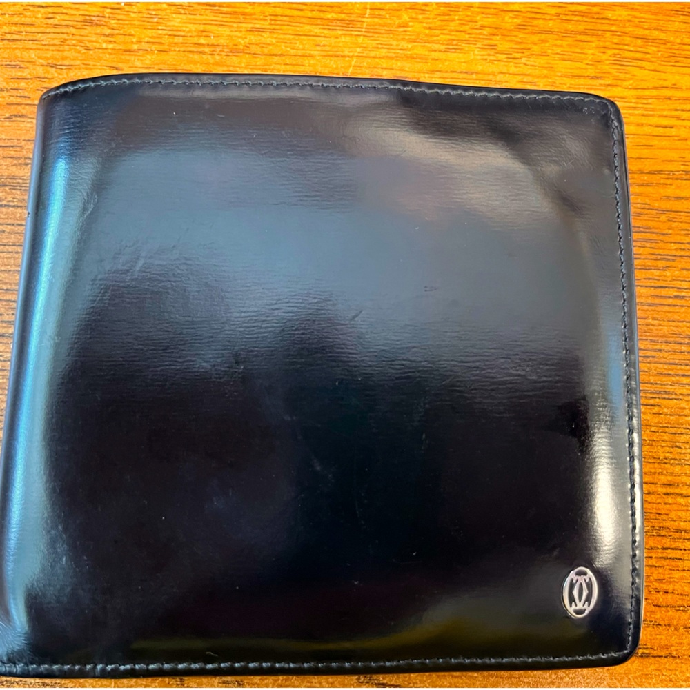 Cartier Authentic Mens Bi-Fold Wallet Leather Pasha de Black w/Authenticity Card